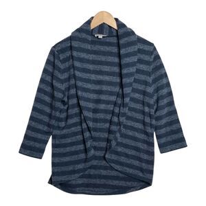 LOFT Outlet Women's Striped Blue Gray Shawl Collar Cardigan Size‎ Medium